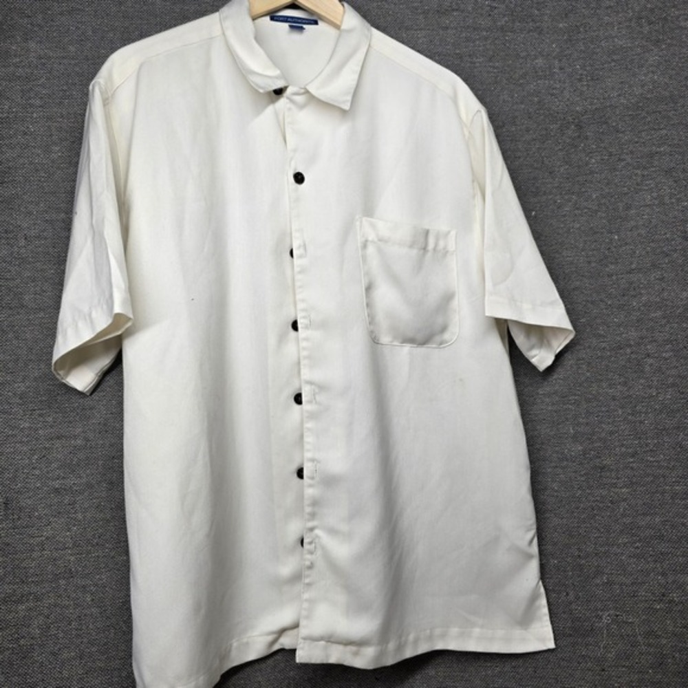 Port Authority Mens Short‎ Sleeve Button Down Shirt Cream Off White XL